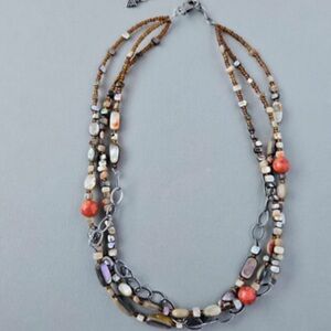 Silpada 925 Sterling Silver Shell Sponge Coral Seed Bead Necklace